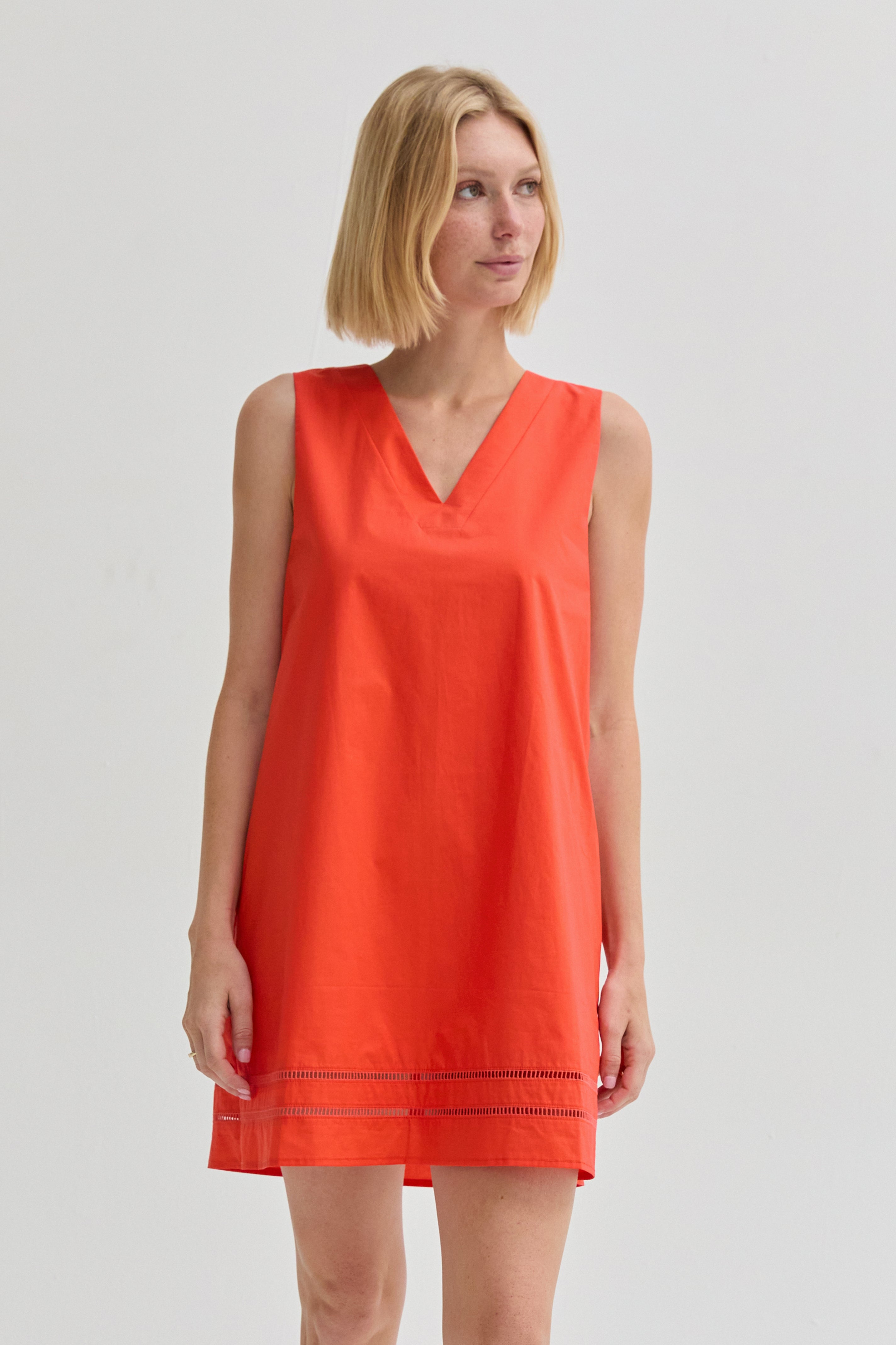 Reese Lattice Trim Poplin Mini Dress